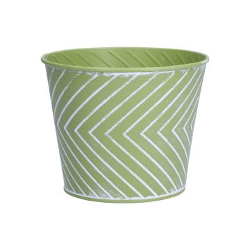 Vaso da fiori CENDRINE zinco, motivo a linee, verde, 9,3 cm, Ø 11,5 cm