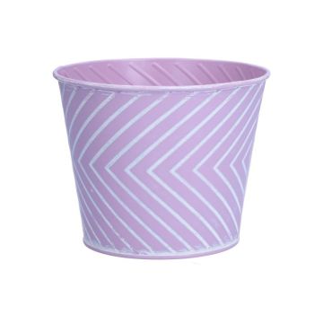 Vaso da fiori CENDRINE zinco, motivo a righe, viola, 9,3 cm, Ø 11,5 cm