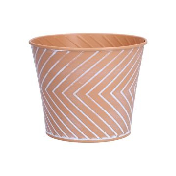 Vaso da fiori CENDRINE zinco, motivo a righe, arancione, 9,3 cm, Ø 11,5 cm