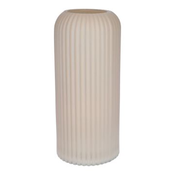 Vaso in vetro ALBURGIS con scanalature, color crema opaco, 25 cm, Ø 10 cm Vaso in vetro ALBURGIS con scanalature, color crema opaco, 25 cm, Ø 10 cm