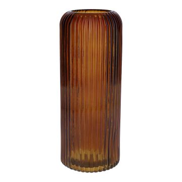 Vaso in vetro ALBURGIS con scanalature, arancione-marrone-trasparente, 25 cm, Ø 10 cm