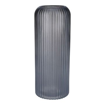 Vaso in vetro ALBURGIS con scanalature, grigio metallizzato, 25 cm, Ø 10 cm