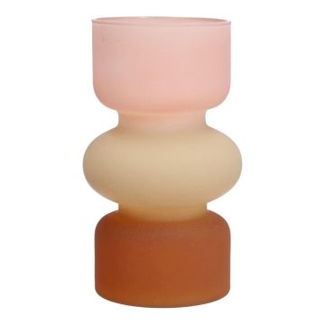 Vaso in vetro NEVOLINKI, rosa-beige-marrone-opaco, 18 cm, Ø 10,5 cm