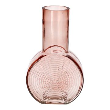 Vaso rotondo ORESTINO in vetro, rosa-trasparente, 14x7,5x22,5 cm
