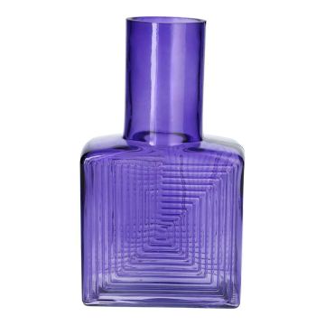 Vaso quadrato ORESTINO in vetro, viola trasparente, 13x7,5x22,5 cm