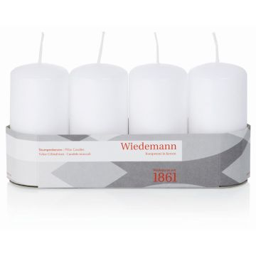 Candele a pilastro dell'Avvento JENARO, 4 pezzi, bianco, 10cm, Ø5cm, 23h - Made in Germany