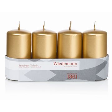 Corona dell'Avvento con candele JENARO, 4 pezzi, oro, 10 cm, Ø 5 cm, 23 h - Made in Germany