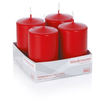 Corona dell'Avvento con candele JENARO, 4 pezzi, rosso, 10 cm, Ø 6 cm, 33 h - Made in Germany