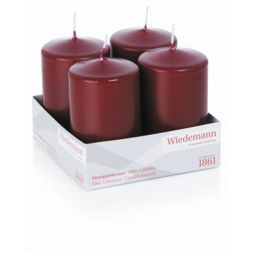Corona dell'Avvento con candele JENARO, 4 pezzi, bordeaux, 10 cm, Ø6 cm, 33h - Made in Germany