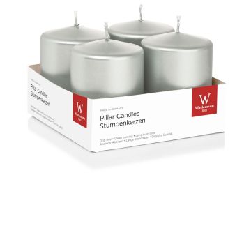 Corona dell'Avvento con candele JENARO, 4 pezzi, argento, 8 cm, Ø 6 cm, 29 h - Made in Germany