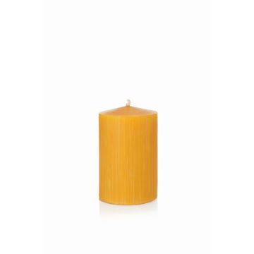 Candela a pilastro di cera d'api BABETTE, giallo-naturale, 12cm, Ø8cm, 72h - Made in Germany