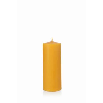 Candela a pilastro di cera d'api BABETTE, giallo-naturale, 12cm, Ø6cm, 52h - Made in Germany