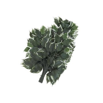 Ramo di ficus di plastica SAKURA, 12 pezzi, verde-bianco, 60cm