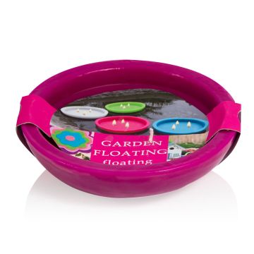 Candela galleggiante da esterno NEREA, 3 stoppini, fucsia, 4,5cm, Ø15,8cm, 5,5h