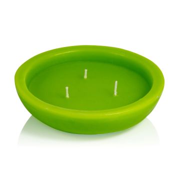 Candela galleggiante da esterno NEREA, 3 stoppini, verde mela, 4,5cm, Ø15,8cm, 5,5h