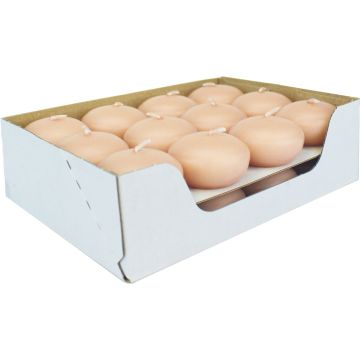 Set di 24 candele galleggianti ORNELLA, pesca pastello, 2,8cm, Ø4,5cm, 4h
