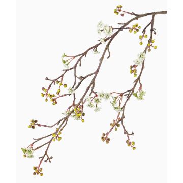 Ramo d'acero sintetico TABIO, con fiori, bianco-verde, 95cm Ramo d'acero sintetico TABIO, con fiori, bianco-verde, 95cm