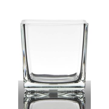 Vaso da fiori in vetro KIM EARTH, trasparente, 14x14x14cm