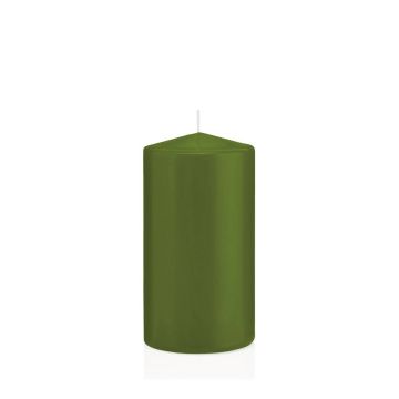 Candela per lanterna MAEVA, a colonna, verde oliva, 15cm, Ø8cm, 69h - Made in Germany