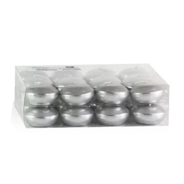 Set di 24 candele galleggianti ORNELLA, argento, Ø4,5cm, 4h