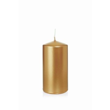 Candela a colonna festiva ROSELLA, oro, 12cm, Ø6cm, 40h - Made in Germany
