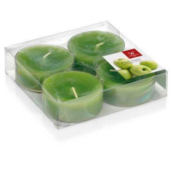 Piccole candele ASTRID con profumo, Fresh Apple, 4 pezzi, verde mela, 1,9cm, Ø5,7cm, 8h