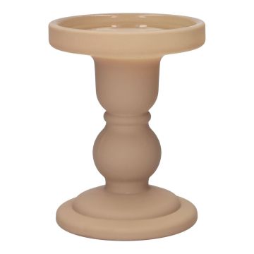 Portacandela a tronchetto KLEOFINA in vetro, con base, beige opaco, 11cm, Ø8,5cm Portacandela a tronchetto KLEOFINA in vetro, con base, beige opaco, 11cm, Ø8,5cm
