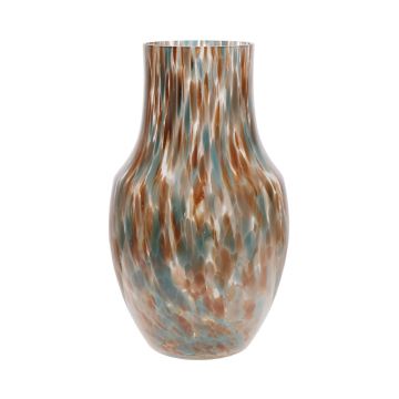 Vaso panciuto in vetro RUSSELL, motivo leopardato, oro-marrone-blu-trasparente, 26 cm, Ø18 cm