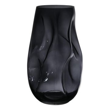 Vaso da fiori in vetro non sagomato MADALENA con ammaccature, grigio-trasparente, 28cm, Ø14,5cm Vaso da fiori in vetro non sagomato MADALENA con ammaccature, grigio-trasparente, 28cm, Ø14,5cm