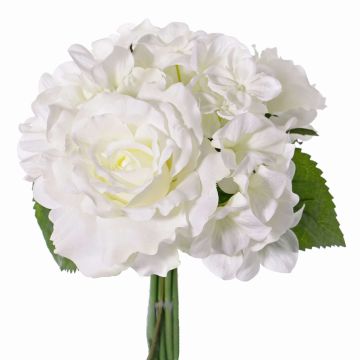 Bouquet di ortensie finte SANDRINE, rose, bianco, 25cm, Ø20cm Bouquet di ortensie finte SANDRINE, rose, bianco, 25cm, Ø20cm
