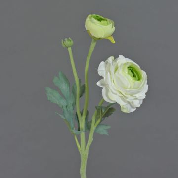 Ranuncolo artificiale YAKIRA, bianco-verde, 40cm, Ø4-9cm