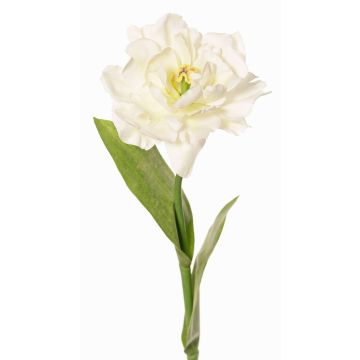 Tulipano pappagallo artificiale STEFANIE, bianco-verde, 65cm, Ø7cm