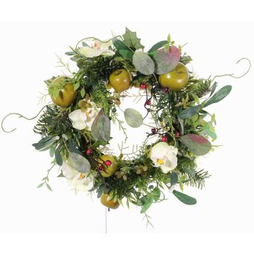 Corona artificiale invernale ISABELLE, orchidea, mela, crema, Ø30cm