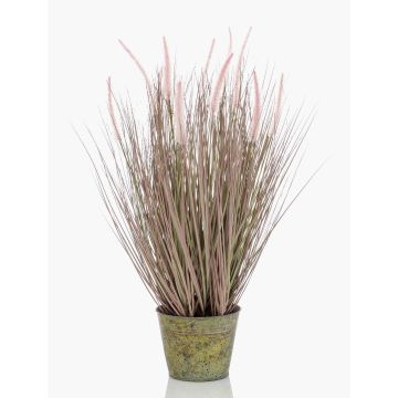 Pennisetum artificiale OVIDIO, pannocchie, vaso di zinco, verde, 60cm