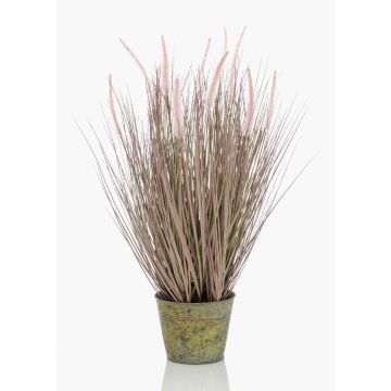 Pennisetum artificiale OVIDIO, pannocchie, vaso di zinco, verde, 70cm