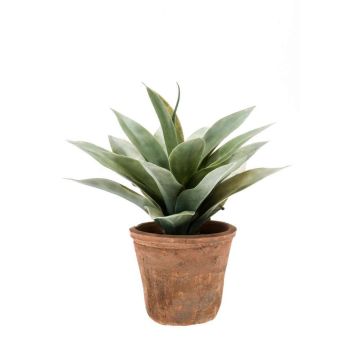 Agave di plastica DESIREE in vaso di terracotta, verde, 20cm, Ø25cm