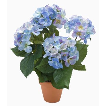 Ortensia artificiale JONE in vaso d'argilla, blu, 40cm