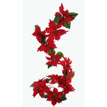 Ghirlanda finta di poinsettia TISHA, rosso, 180cm, Ø18-23cm