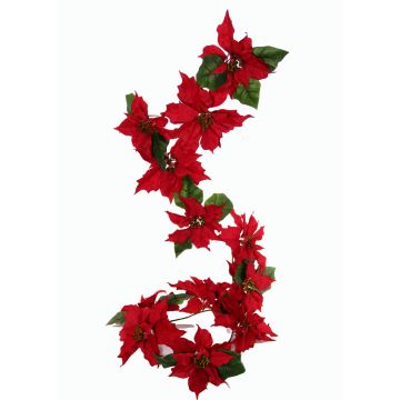 Ghirlanda finta di poinsettia TISHA, rosso, 180cm, Ø18-23cm