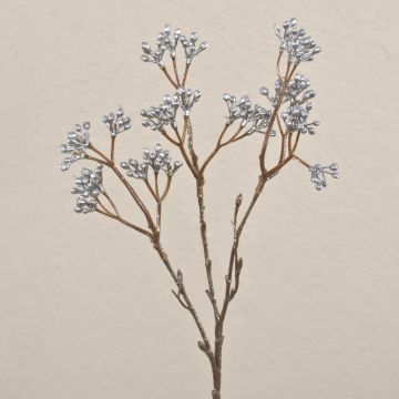 Ramo artificiale di gaultheria BENZO con bacche, glitter, argento, 40cm