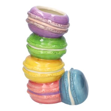 Vaso decorativo in dolomite DOLLI a forma di macaron, colorato, 12,5 x 8,5 x 18,7 cm