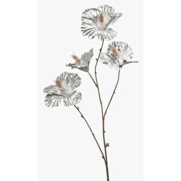 Fiore artificiale ibisco KEALANI, argento metallizzato-oro, 80 cm