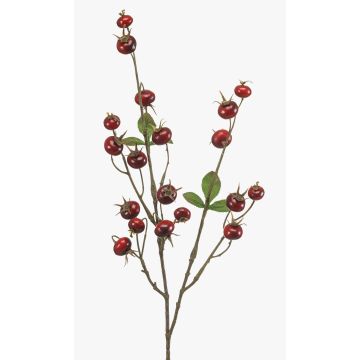 Ramo decorativo rosa di Brevonia con bacche di rosa canina, rosso, 80 cm