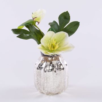 Fiore decorativo Rosa di Natale WINFRIEDA in vaso di vetro, crema-verde, 20cm