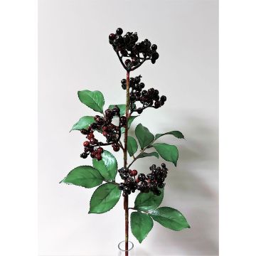 Ramo finto di bacche di sambuco CHATANGA con frutti, rosso bordeaux-nero, 60 cm