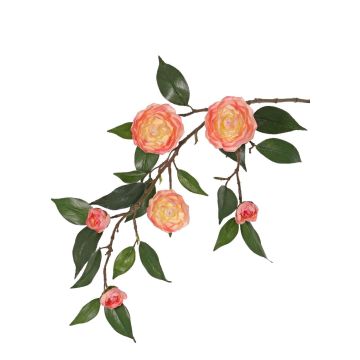 Ramo di camelia artificiale YARINA con fiori, rosa-crema, 75 cm