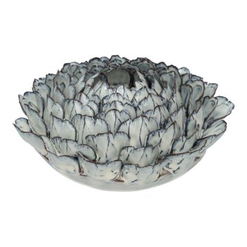 Vaso in ceramica a forma di fiore di loto MARILUNA, realizzato a mano, blu, 13cm, Ø28,5cm
