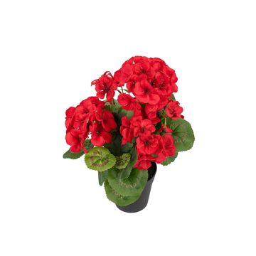 Geranio artificiale ELISABETTA in vaso decorativo, rosso, 35 cm