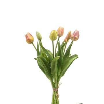 Mazzo di tulipani artificiali misti LONA, rosa-pesca-giallo, 40 cm