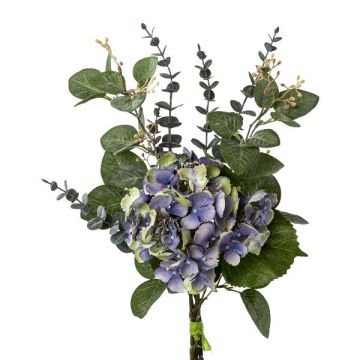 Mazzo di fiori artificiali ortensia eucalipto CUNTA, blu-verde, 55 cm